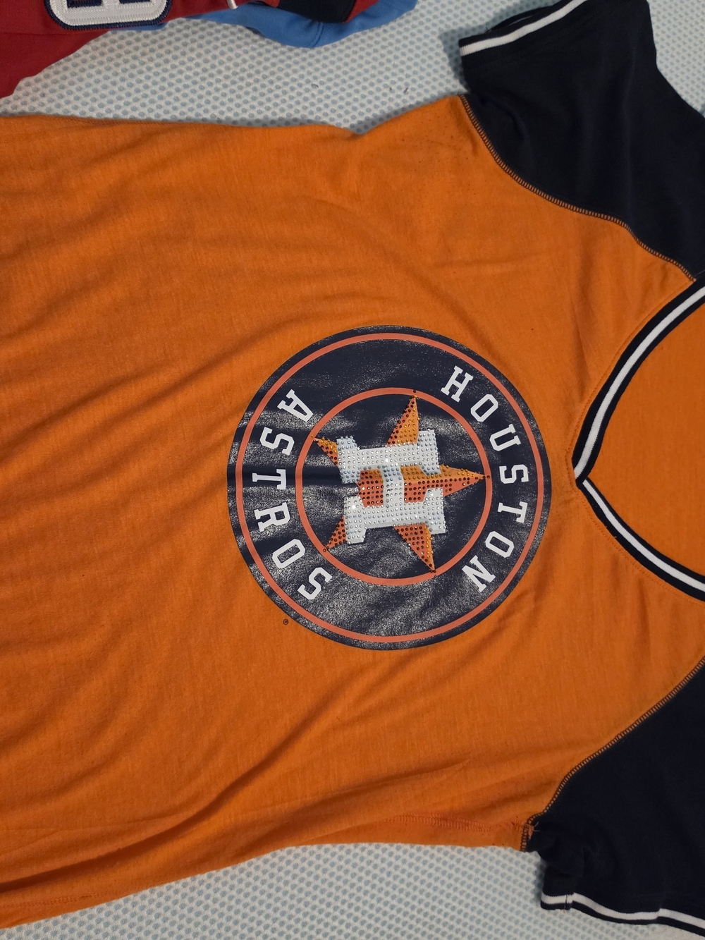 New Era Houston Astros Orange & Navy Short Sleeve Crystal Tee